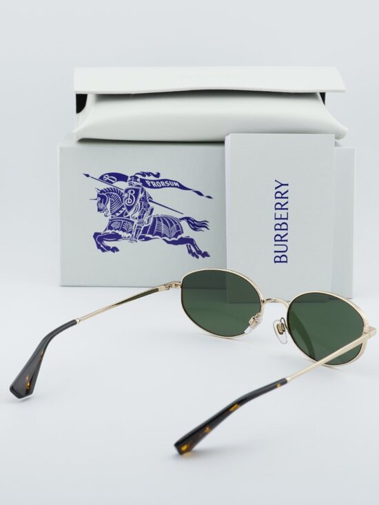 Burberry BE3169 110971 Oval Sunglasses - Gold/Green main image 4